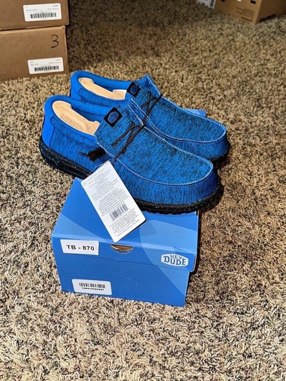 HEY DUDE WALLY SPORT KNIT MENS Size 9 Unreleased BLUE/BLACK New